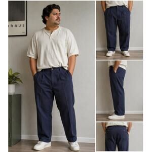 Vintage Cherokee Navy Pleated Chino Pants Men’s 38x30 Relaxed Straight Leg